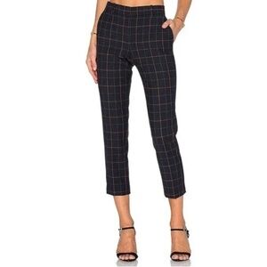 Theory Black Windowpane Cropped Ankle Pants